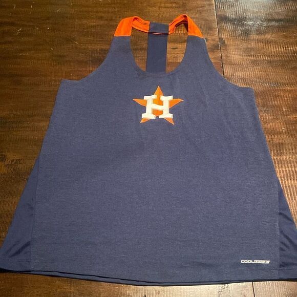Womens Houston Astros Navy Blue Racerback Logo Tank Top Large - Picture 1 of 9